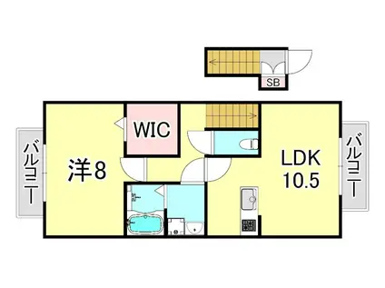 ピュアコート甲子園(1LDK/2階)の間取り写真