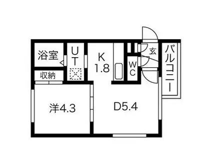 NATURISE(1DK/2階)の間取り写真