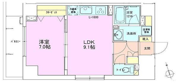 銀座レジデンス参番館(1LDK/2階)の間取り写真