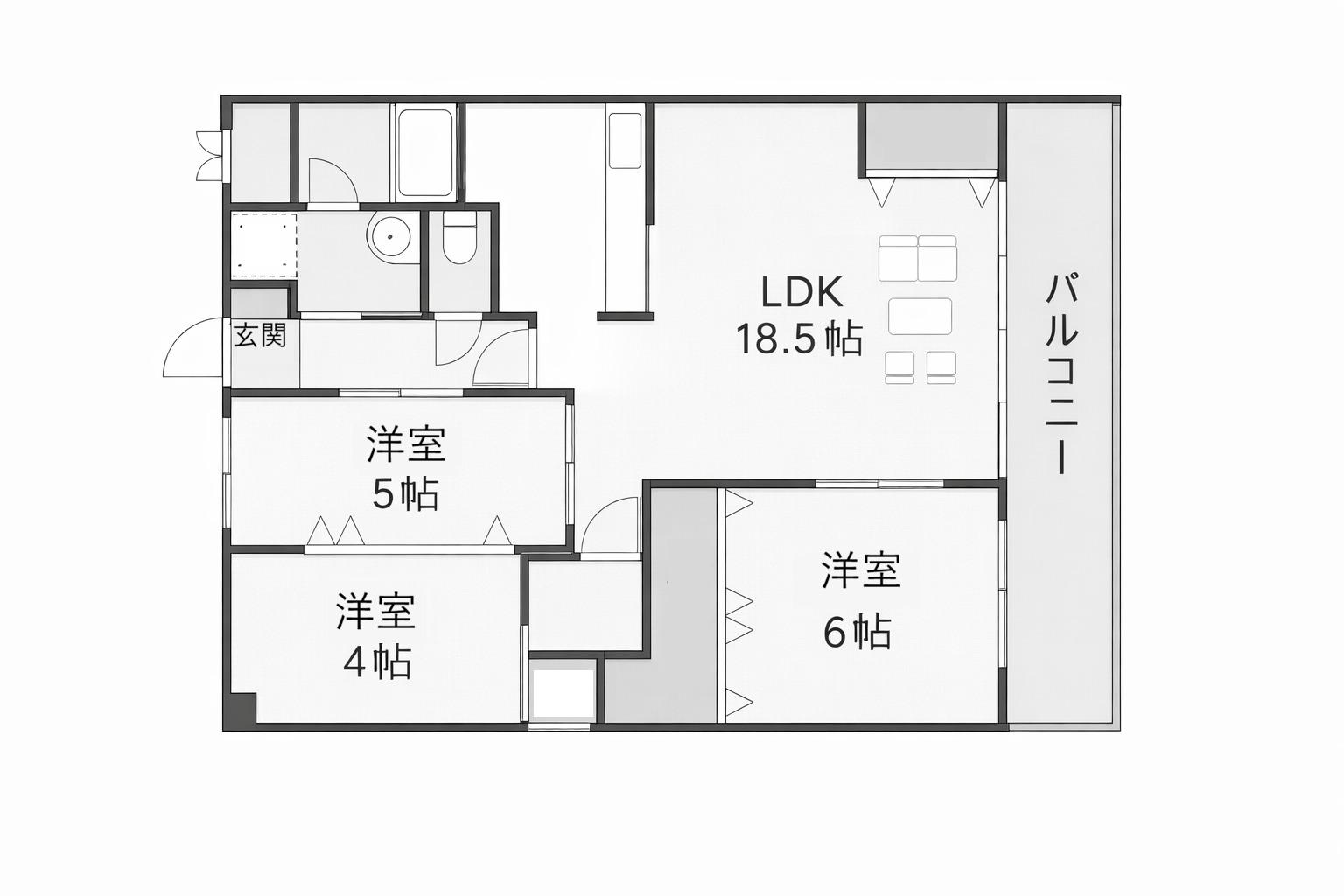 ベルレジョン(3LDK/3階)の間取り写真