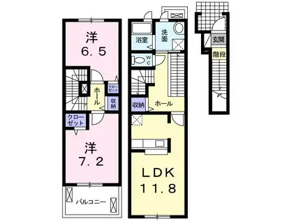 ベルソレイユ弐番館(2LDK/2階)の間取り写真