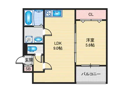 ART TENDOU ウエスト(1LDK/3階)の間取り写真