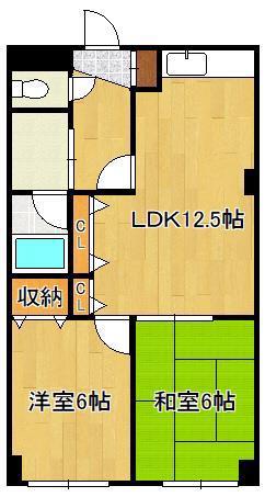 Kビル(2LDK/4階)の間取り写真