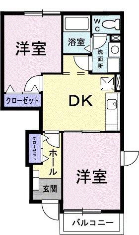 ラポール(2DK/1階)の間取り写真
