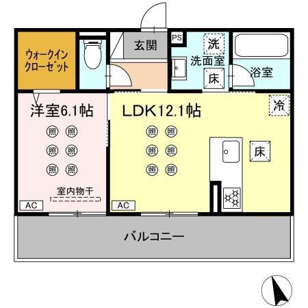D-ROOM原町(1LDK/1階)の間取り写真
