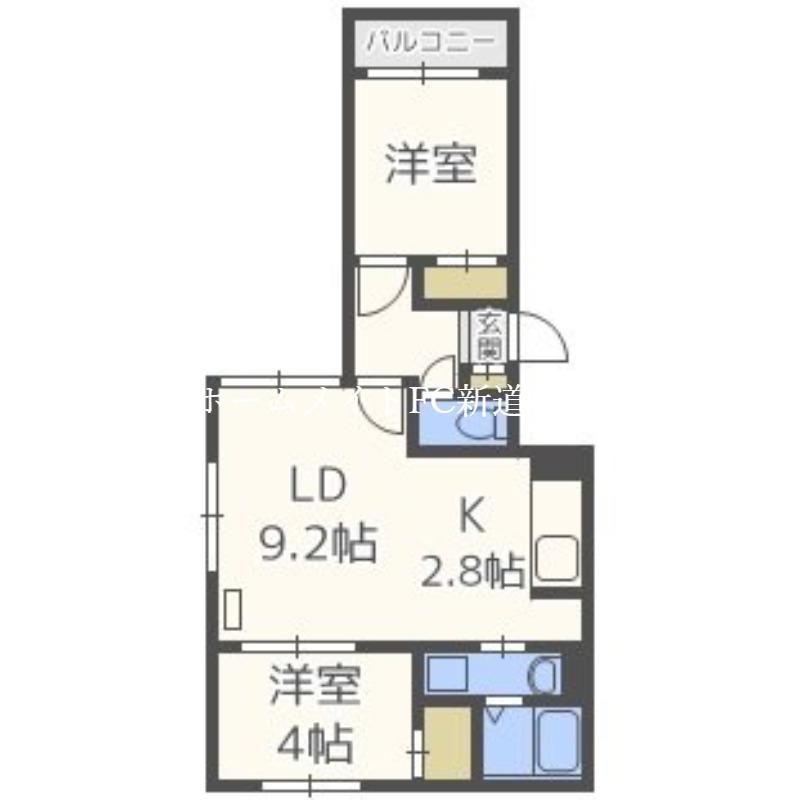 レガリア麻生(2LDK/3階)の間取り写真