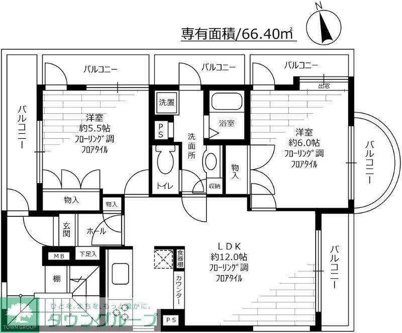 サンピア池尻(2LDK/3階)の間取り写真
