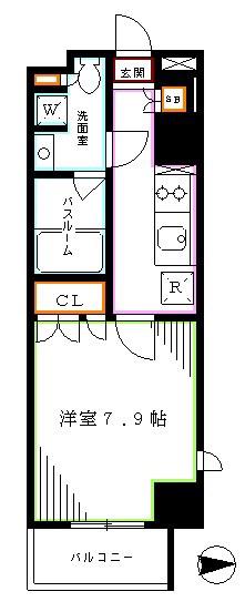 パークハビオ東中野(ワンルーム/6階)の間取り写真