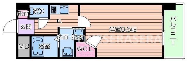 クラウンハイム北心斎橋フラワーコート(1K/13階)の間取り写真