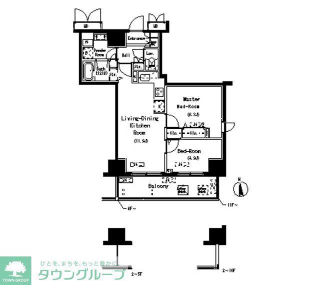 パークアクシス元浅草ステージ(2LDK/16階)の間取り写真