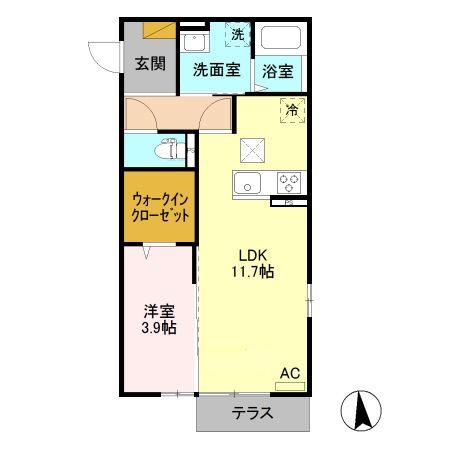 グランセ(1LDK/1階)の間取り写真