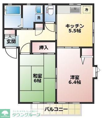 ヒルサイドテラスI(2K/1階)の間取り写真