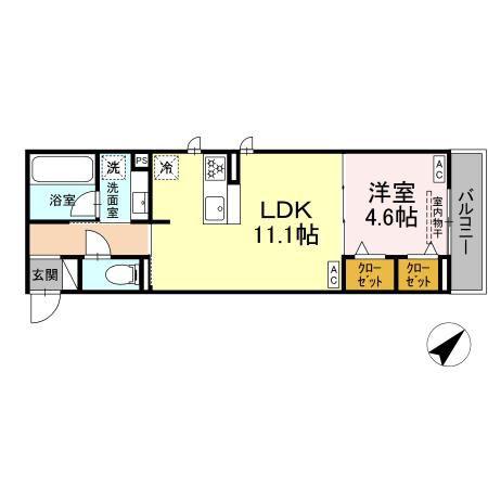 レユスィール(1LDK/3階)の間取り写真