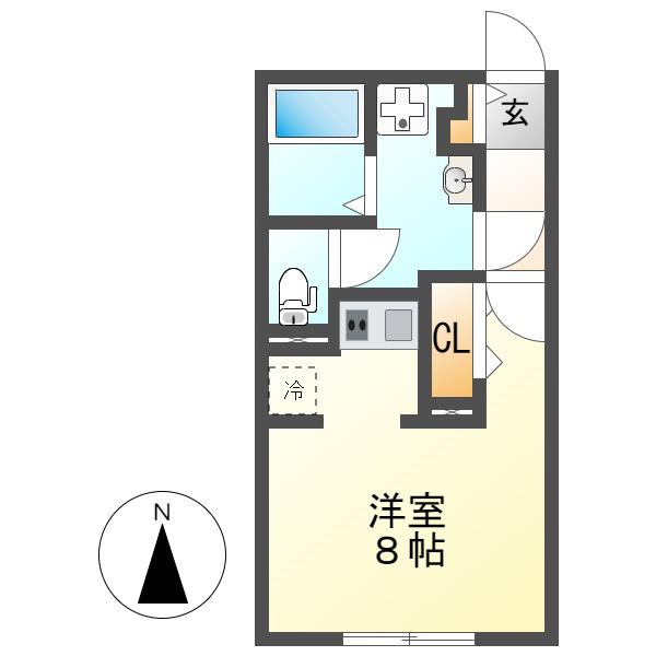 クレストタップ名古屋ウエスト(1K/2階)の間取り写真
