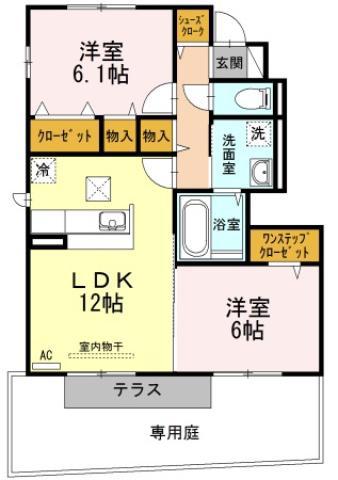 ヴェルドミール(2LDK/1階)の間取り写真