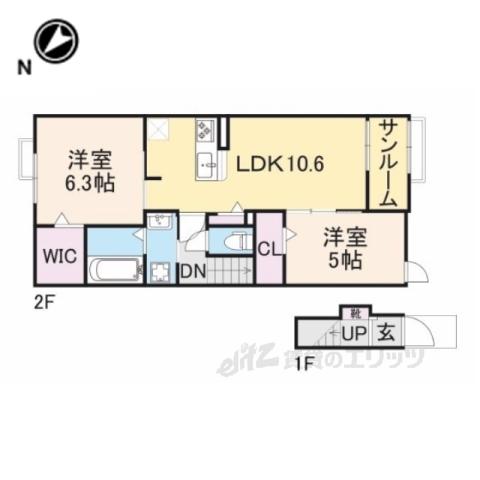 メゾン・シャトンⅡ(2LDK/2階)の間取り写真
