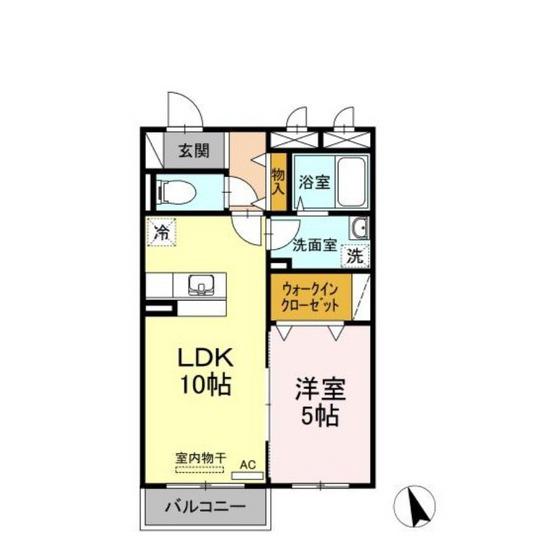 マンションリジエール(1LDK/2階)の間取り写真