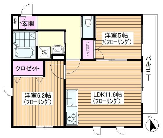 メゾン ド ミニョン(2LDK/1階)の間取り写真