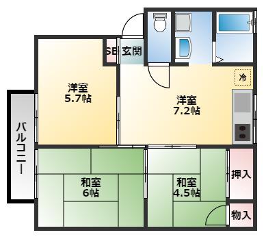 メュールパレ松本I(3DK/1階)の間取り写真