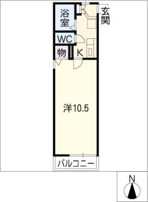 ドミール春岡(1K/1階)の間取り写真