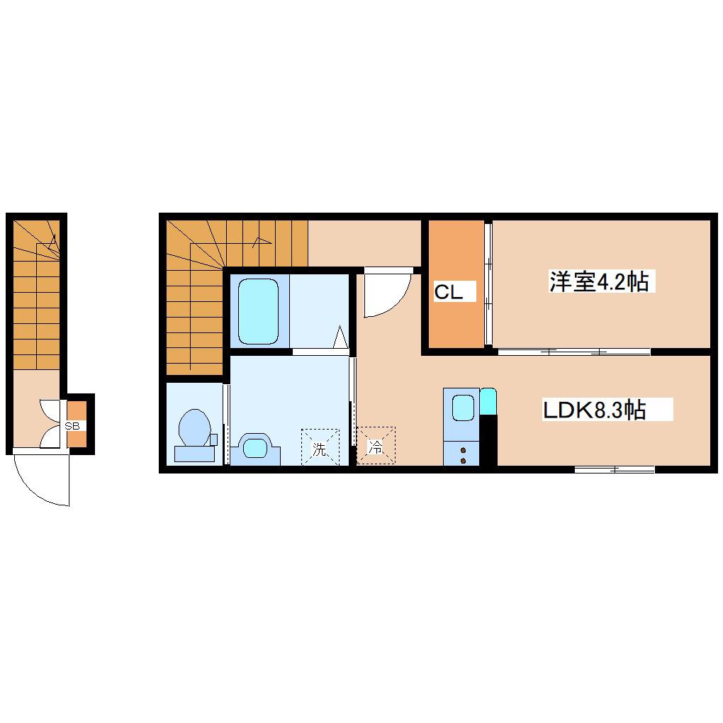 リヴェール南鍛冶町(1LDK/2階)の間取り写真