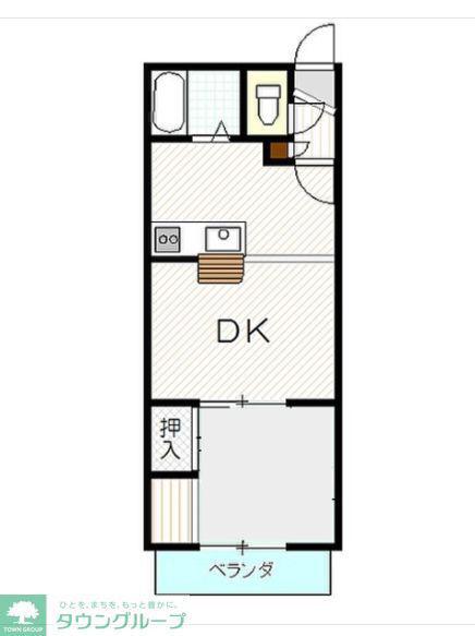 クロノス東松山(1DK/1階)の間取り写真