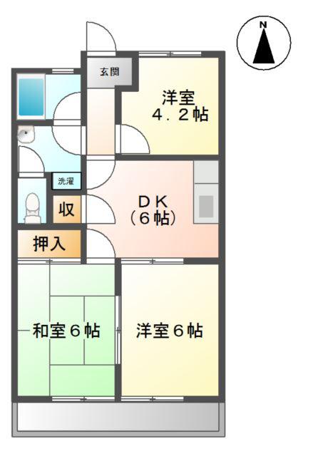 コーポ一会(3DK/2階)の間取り写真