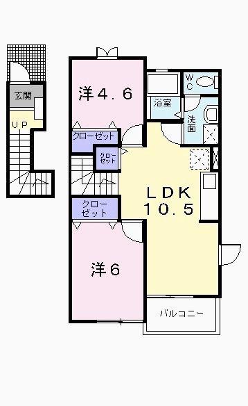 ドミール柏原(2LDK/2階)の間取り写真