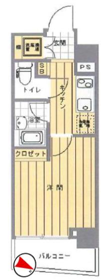 プレミアムキューブ笹塚(1K/5階)の間取り写真
