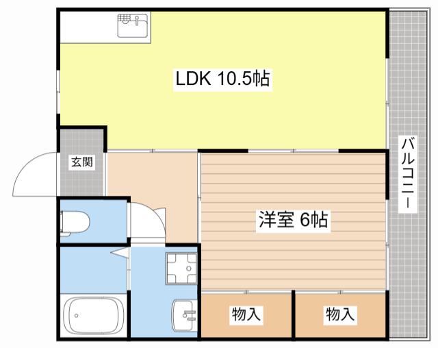 笹原ハイツ(1LDK/2階)の間取り写真
