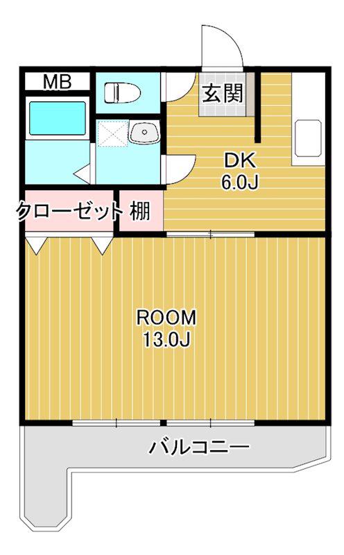 岡田マンション(1DK/1階)の間取り写真