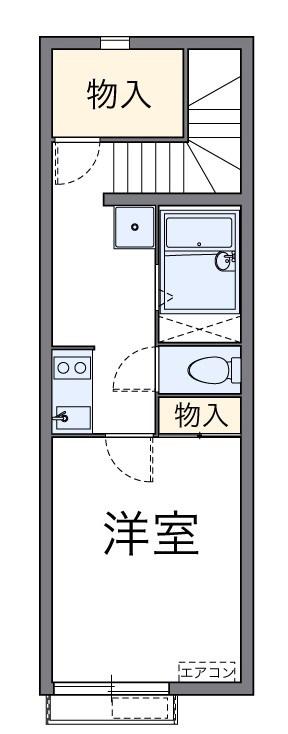 ひまわりの花(1K/2階)の間取り写真