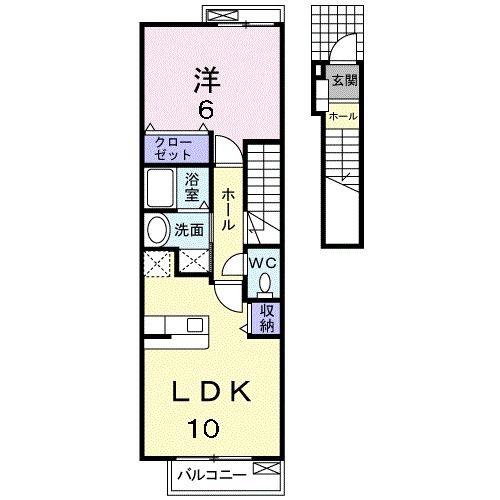メゾンボヌール(1LDK/2階)の間取り写真