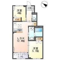 宇都宮市下栗アパート(2LDK/1階)の間取り写真