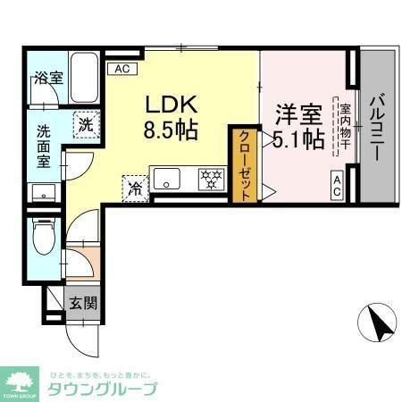 セレスティア桜上水(1LDK/1階)の間取り写真