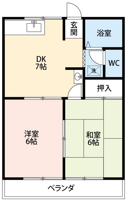 成瀬ハイツ(2DK/2階)の間取り写真