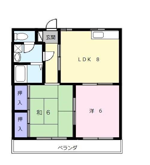 ティアラII(2LDK/1階)の間取り写真