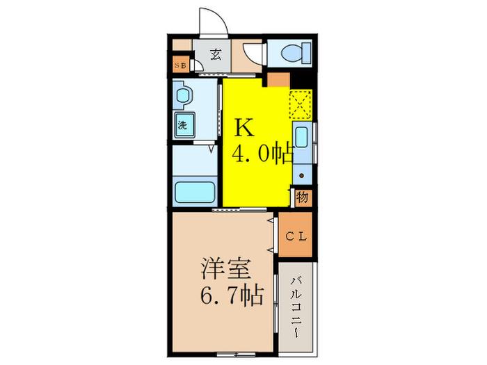 ピアザ千里山月が丘(1K/1階)の間取り写真