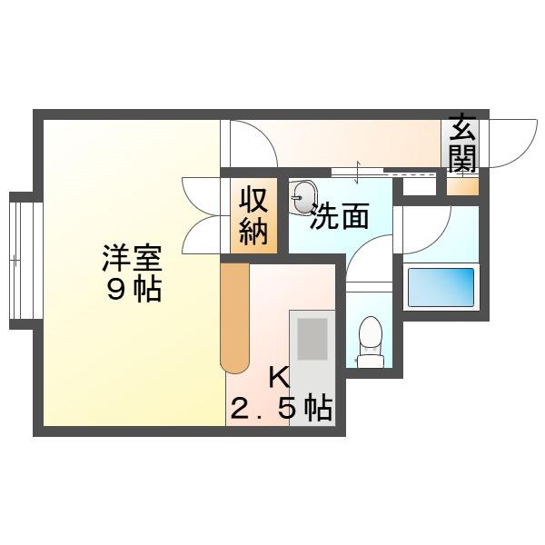 クリスタルハーモニー26(1K/2階)の間取り写真