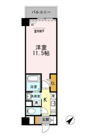 HILL FLAT OSAKI ヒルフラット大崎(1K/3階)の間取り写真
