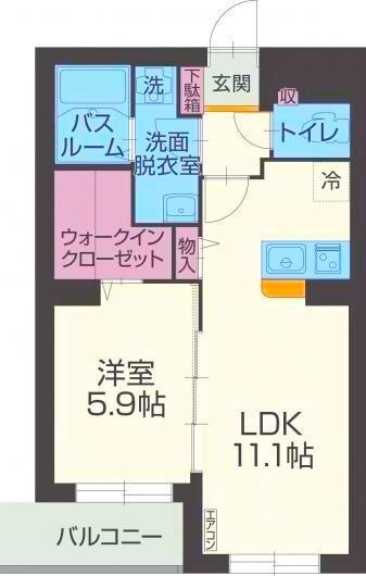シトラスポート(1LDK/1階)の間取り写真