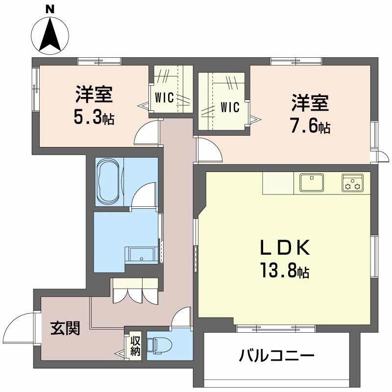 CRESTIEQ大岩本町(2LDK/2階)の間取り写真