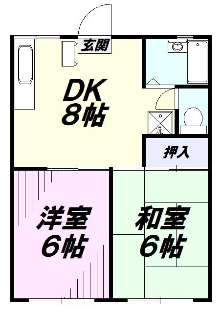 ウォーターパーク塚本B棟I(2DK/1階)の間取り写真