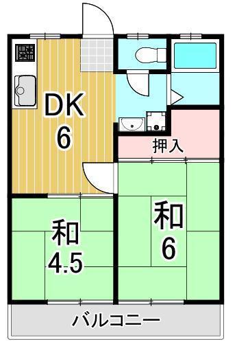 サンハイツ第一(2DK/1階)の間取り写真