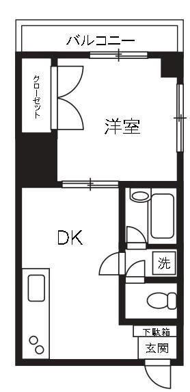 スタジオ谷中(1DK/3階)の間取り写真