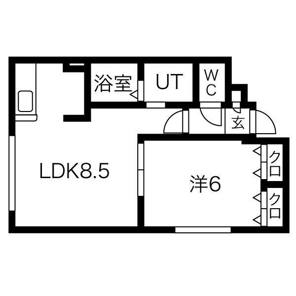 クリアフィールド(1LDK/2階)の間取り写真