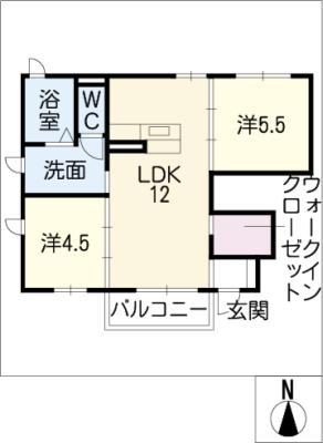 名鉄尾西線 奥町駅 徒歩7分 2階建 築20年(2LDK/1階)の間取り写真