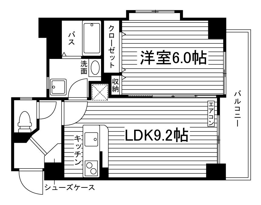 ユニエトワール北大前2(1LDK/5階)の間取り写真