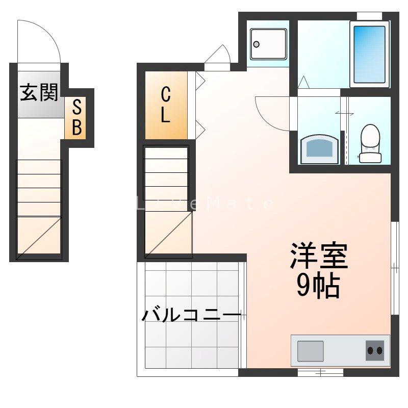 リープラス藤江(ワンルーム/2階)の間取り写真
