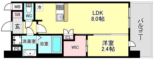 セレニテ阿波座ミラク(1DK/11階)の間取り写真